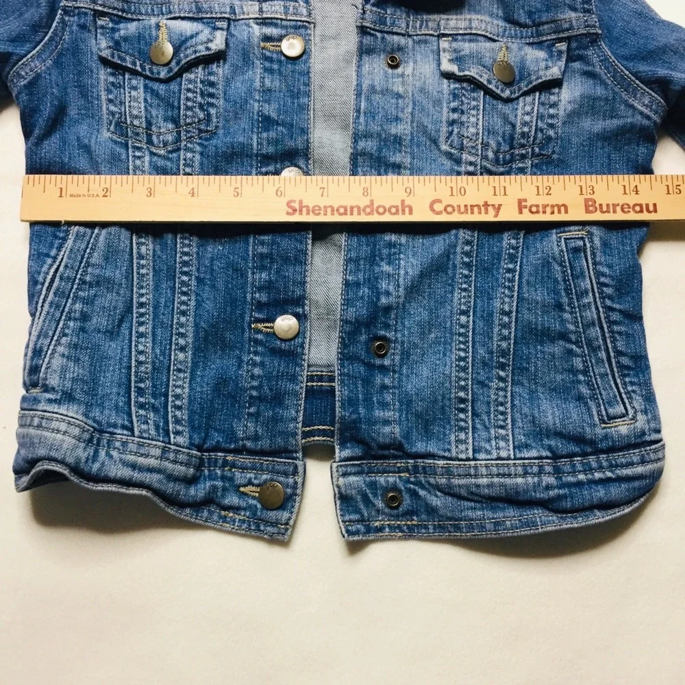 Gap Kids Jean Jacket Girls Medium Denim Dark Wash Button Up Cropped Pockets